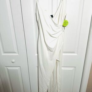 Windsor Ivory Draped Spaghetti-Strap Maxi Dress